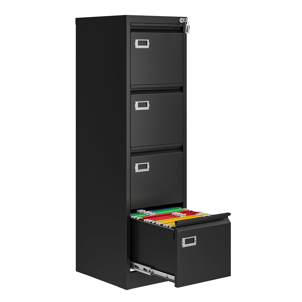 4 Drawer Black Metal File Cabinet with Lock T3522