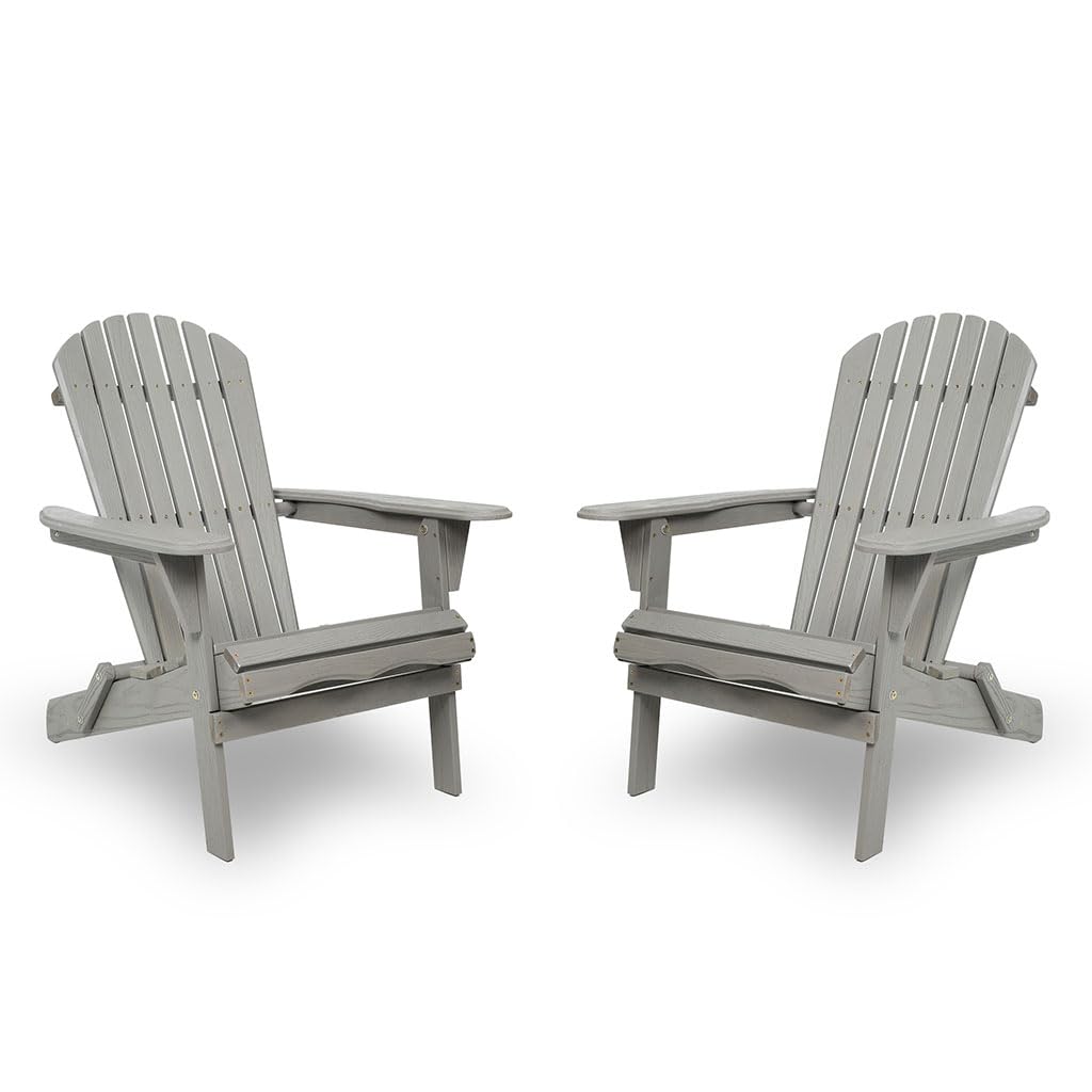 Folding Adirondack Chair Set of 2 HDPE All-Weather Outdoor Chair with Cup Holder M4232