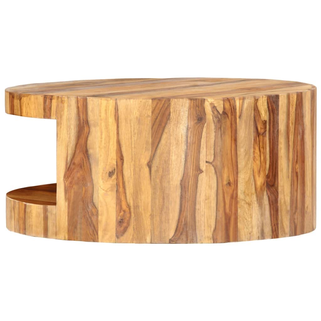 Round Coffee Table 25.6"x11.8" Solid Sheesham Wood I9668
