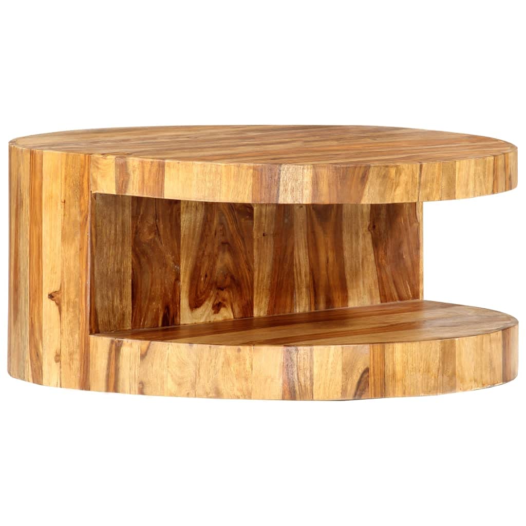Round Coffee Table 25.6"x11.8" Solid Sheesham Wood I9668