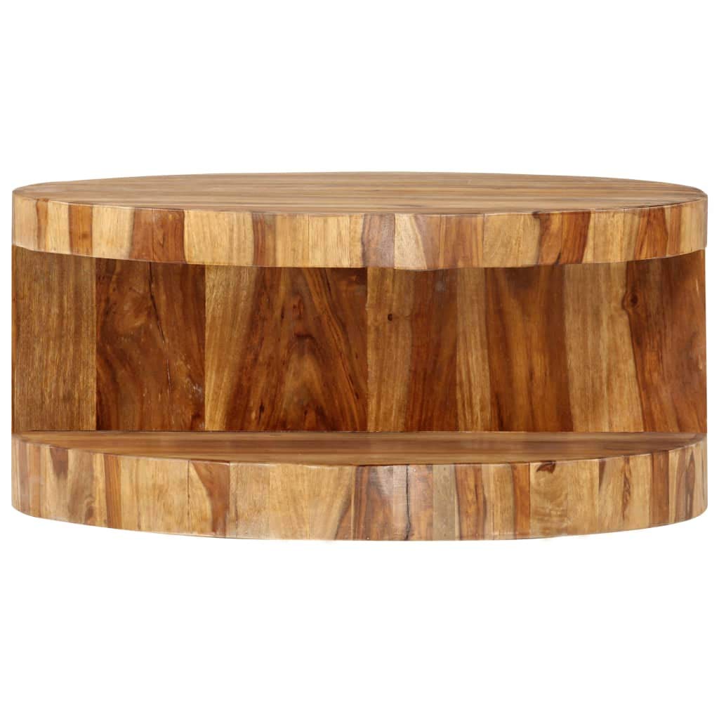 Round Coffee Table 25.6"x11.8" Solid Sheesham Wood I9668
