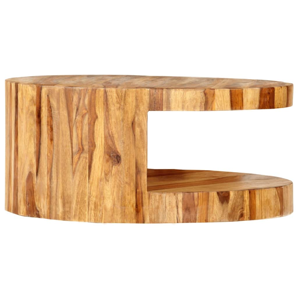 Round Coffee Table 25.6"x11.8" Solid Sheesham Wood I9668