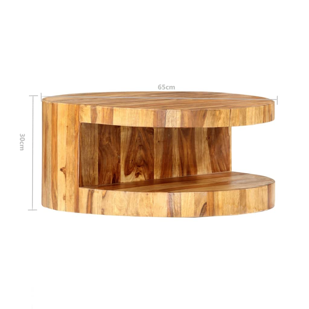 Round Coffee Table 25.6"x11.8" Solid Sheesham Wood I9668