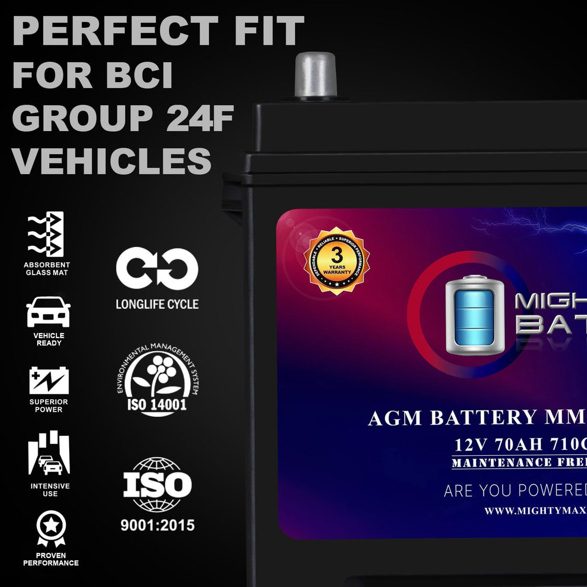 12V 70Ah AGM Replacement Battery F998