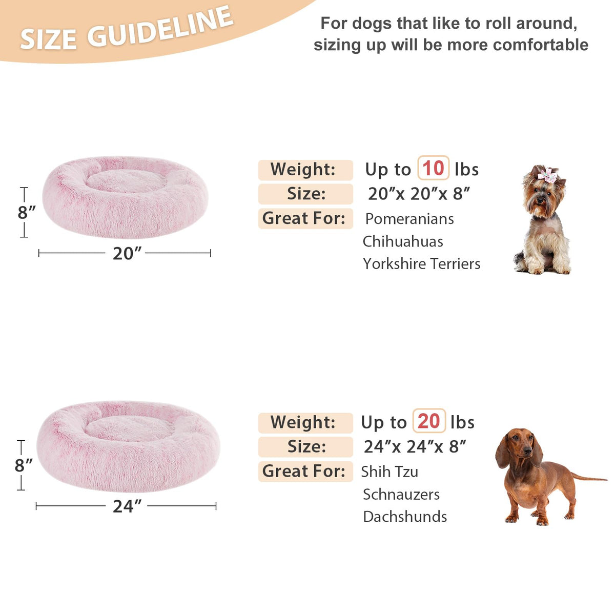 Pink Round Calming Dog Bed L523230