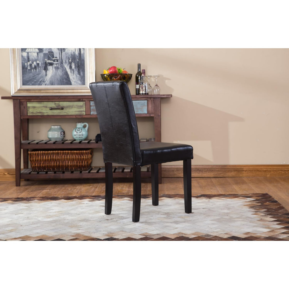 Solid Wood Leatherette Parson Chair Set of 2 G952