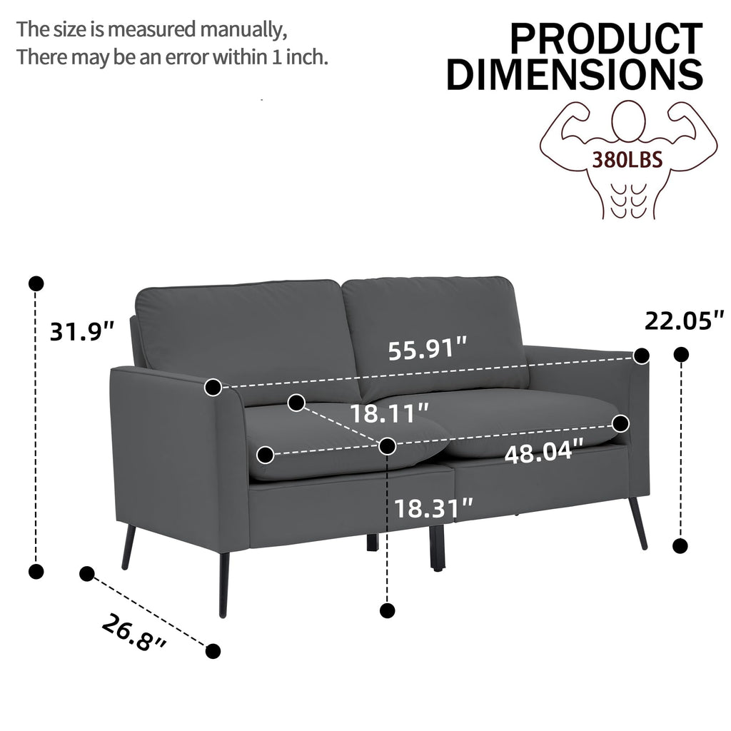 Light Gray 2 Seater Loveseat Sofa P325601