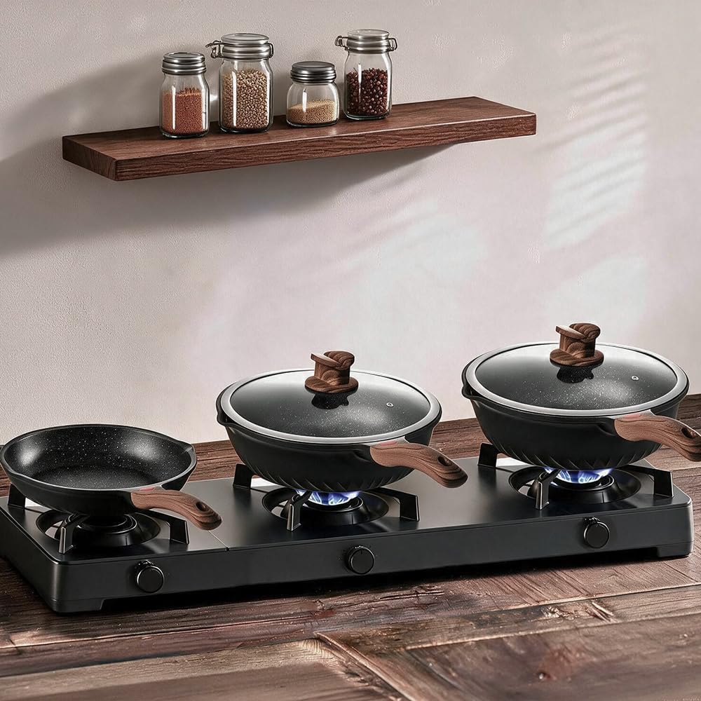 12 Pc Nonstick Deep Frying Pan Cookware Set G83221