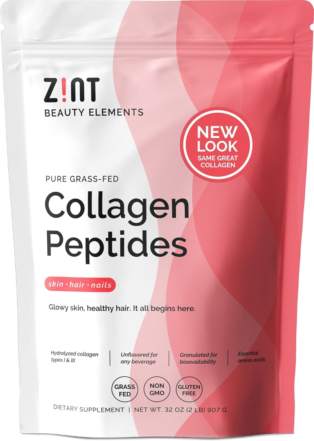 Collagen Peptides Powder 32 oz Grass-Fed Hydrolyzed Type I & III Unflavored E97003