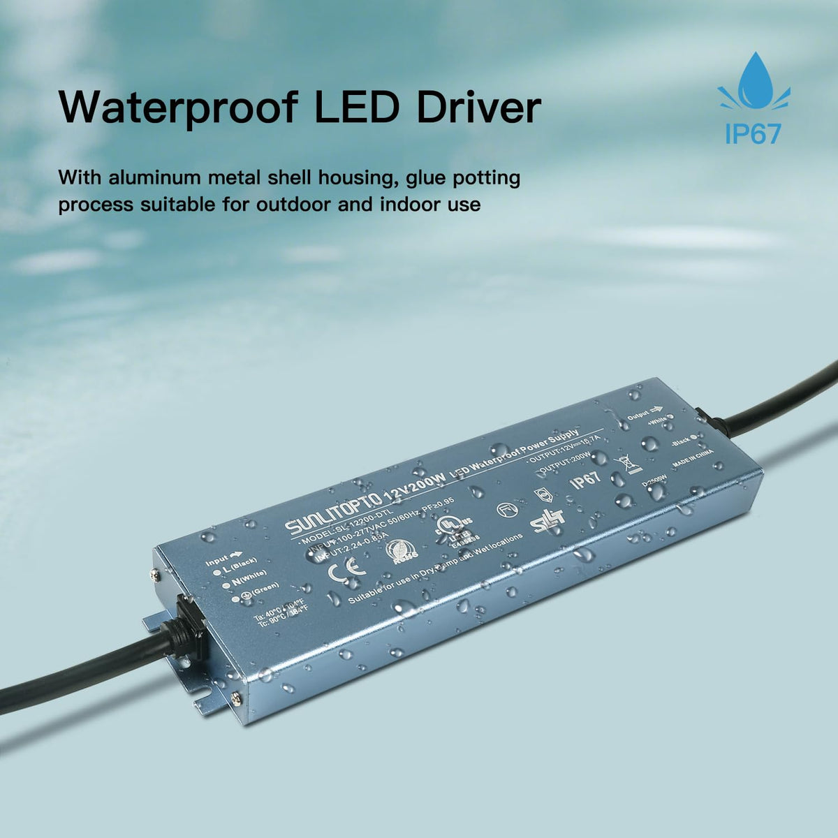 200W IP67 Waterproof LED Driver Power Supply Transformer Y72146