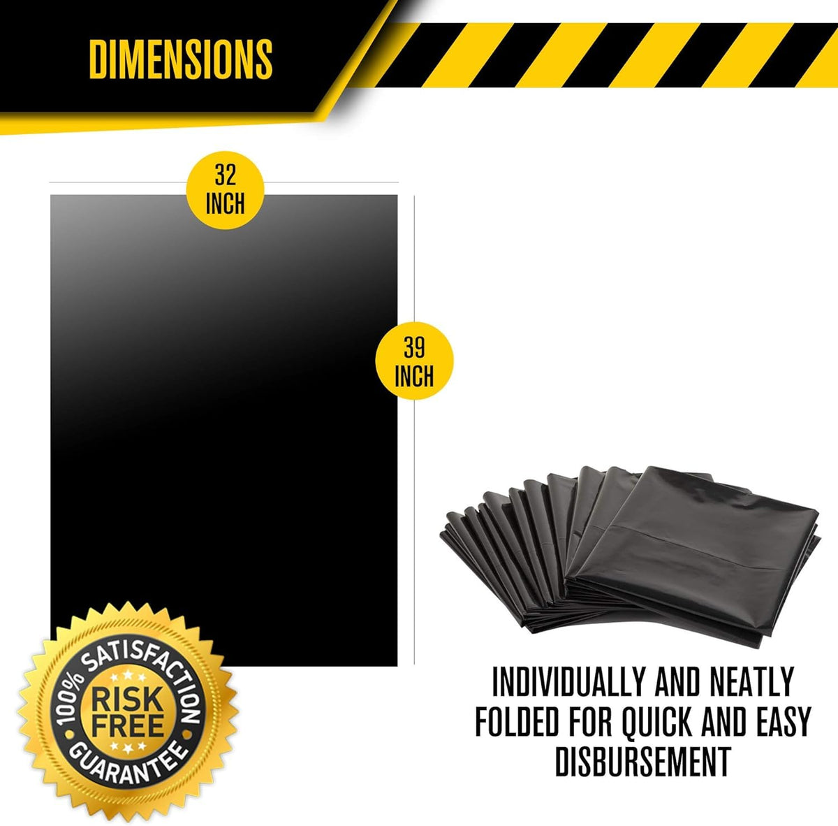 Black 33 Gallon Heavy Duty 3 MIL Contractor Trash Bags 50 Pack V8037