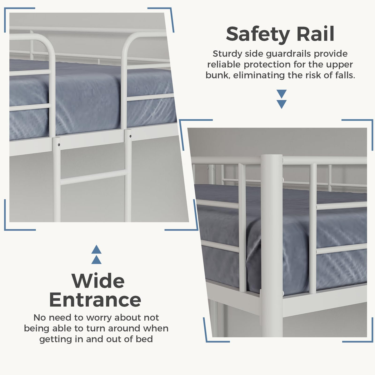 Metal Bunk Bed Twin Over Twin with Ladder and Guardrail Z8544