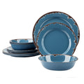 Blue 12-Piece Melamine Dinnerware Set A511