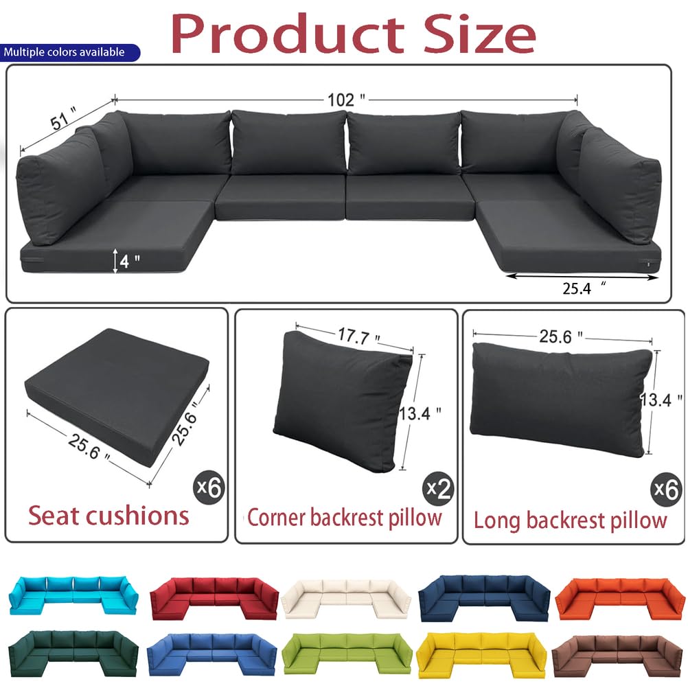 14-Piece Light Blue Outdoor Replacement Cushions M811