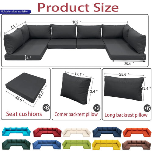 14-Piece Light Blue Outdoor Replacement Cushions M811