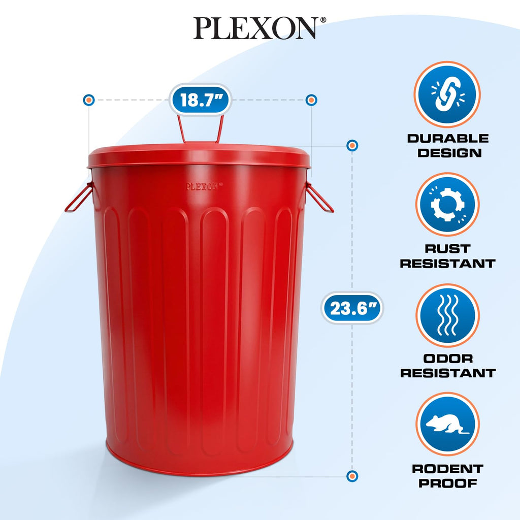 20 Gallon Red Metal Trash Can with Lid S253384
