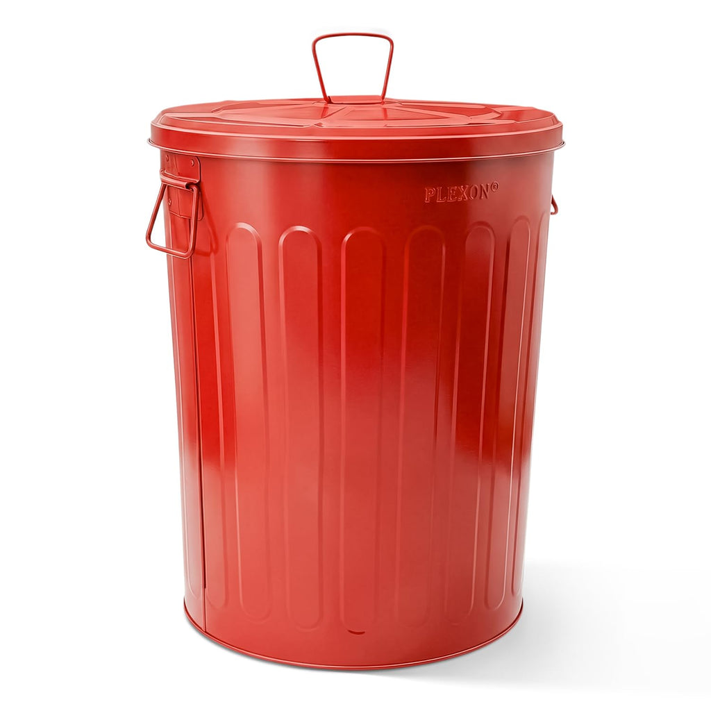 20 Gallon Red Metal Trash Can with Lid S253384