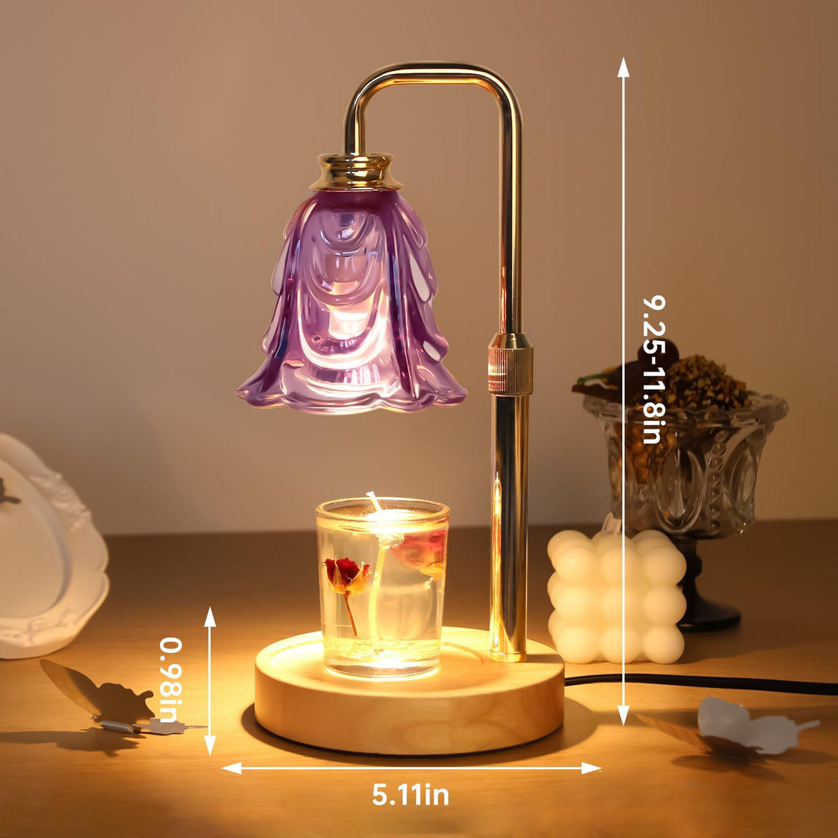 Adjustable Height Dimmable Candle Warmer Lamp with Timer M243800