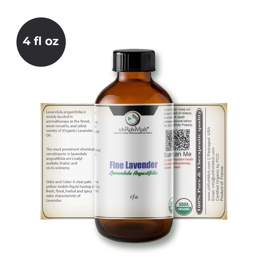 Organic Lavender Essential Oil 4 Fl Oz Q422