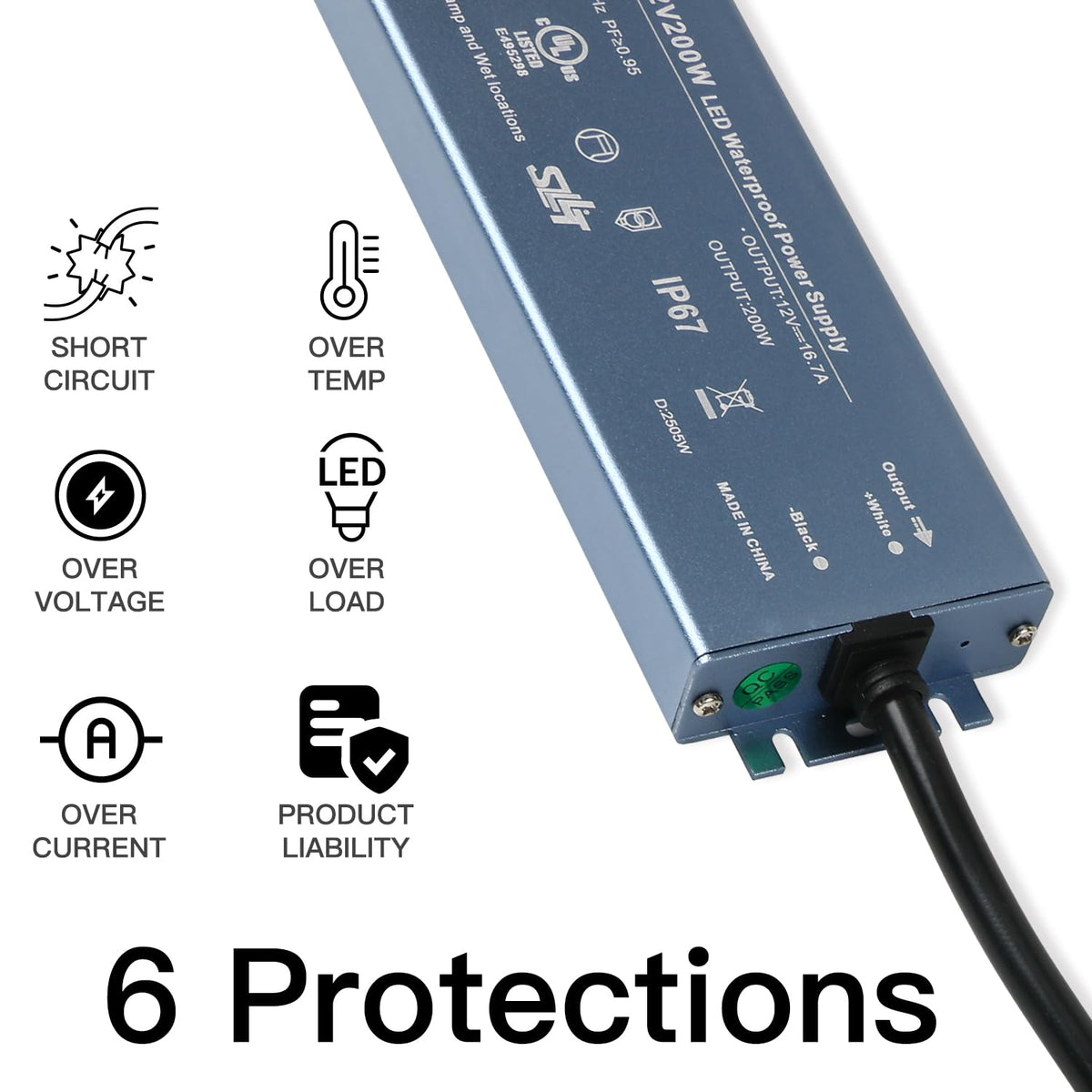 200W IP67 Waterproof LED Driver Power Supply Transformer Y72146