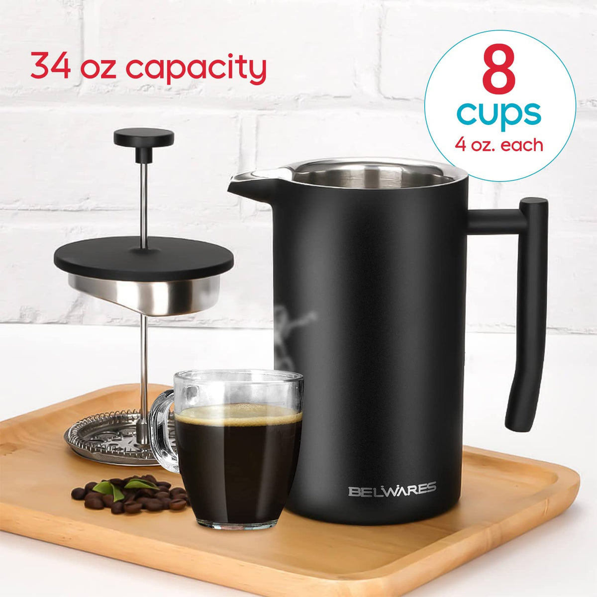 34oz Insulated Stainless Steel French Press R501
