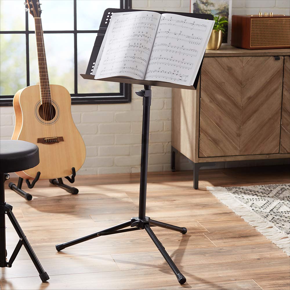 Adjustable Folding Sheet Music Stand, 31" to 55" Height, Black P340729