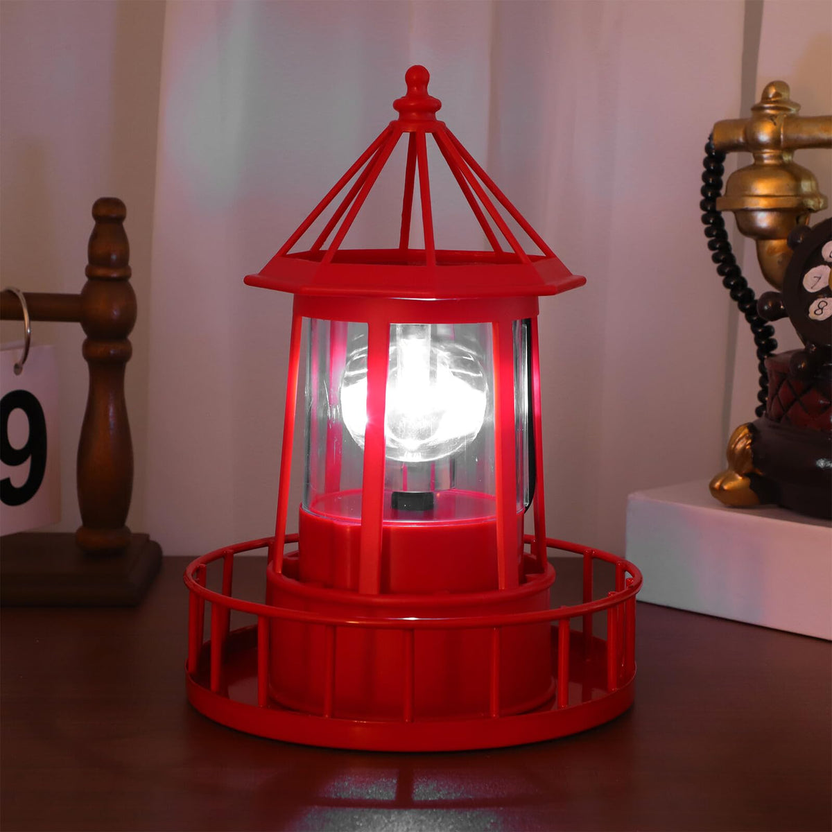 Solar Powered Rotating Lighthouse Garden Light Z256025