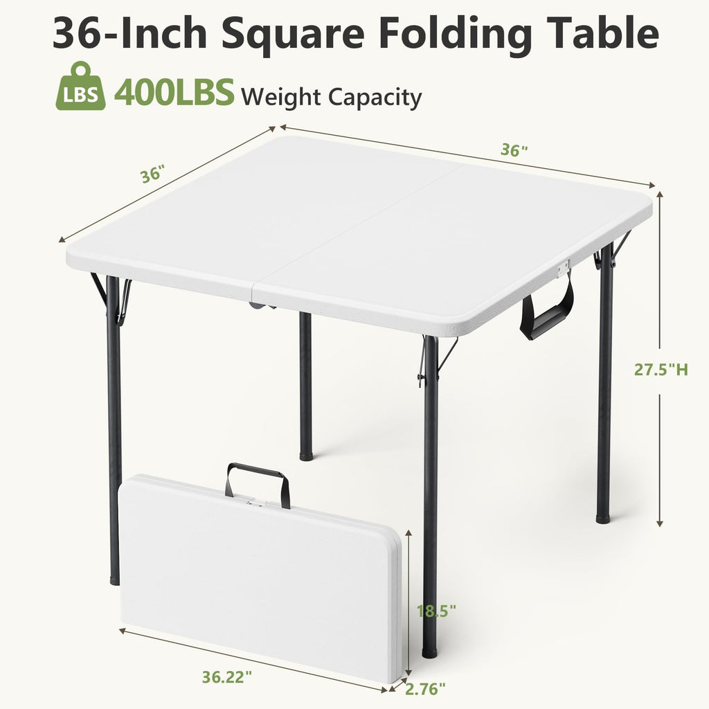 36 Inch Square Folding Card Table with Carrying Handle D305