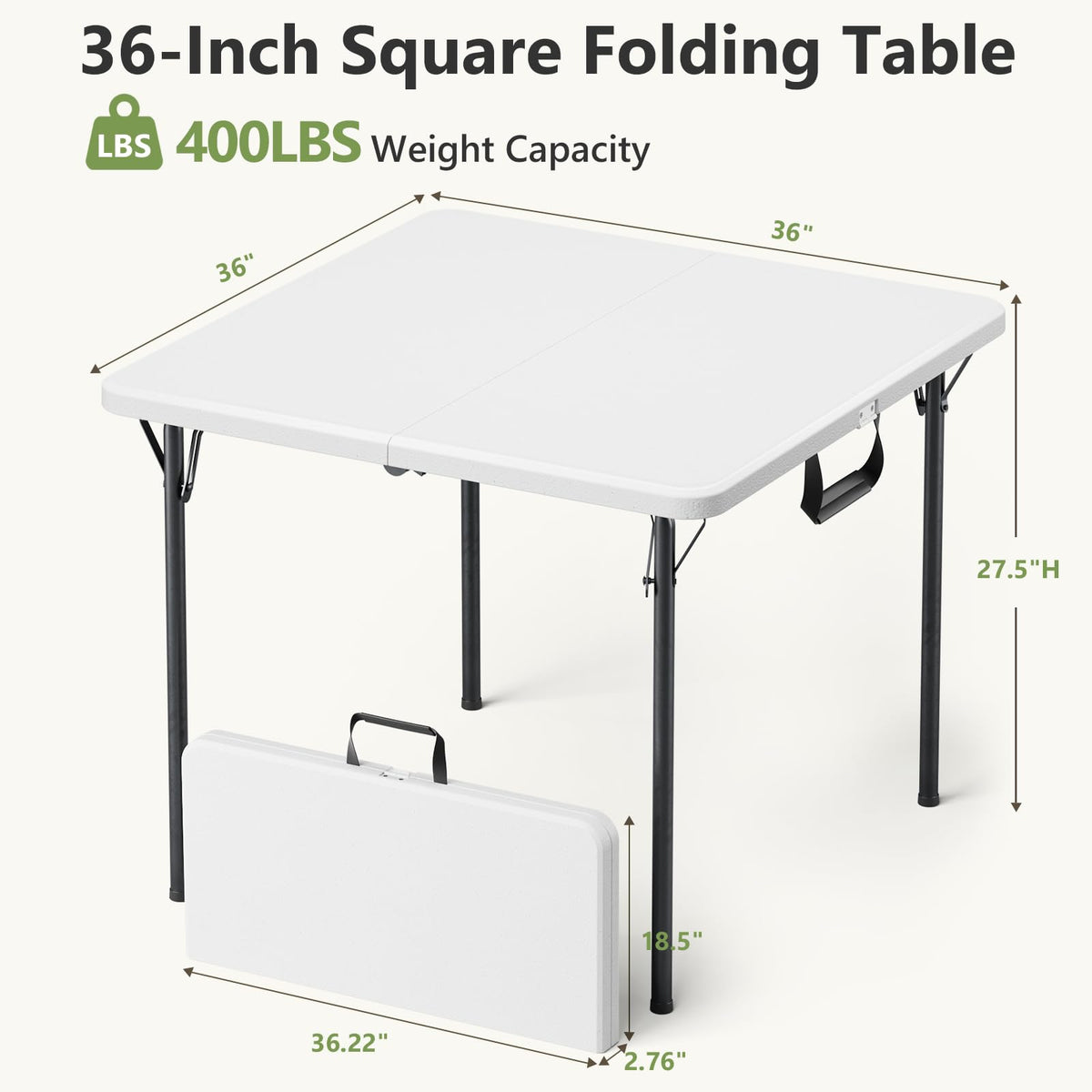 36 Inch Square Folding Card Table with Carrying Handle D305