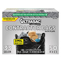 Black 33 Gallon Heavy Duty 3 MIL Contractor Trash Bags 50 Pack V8037