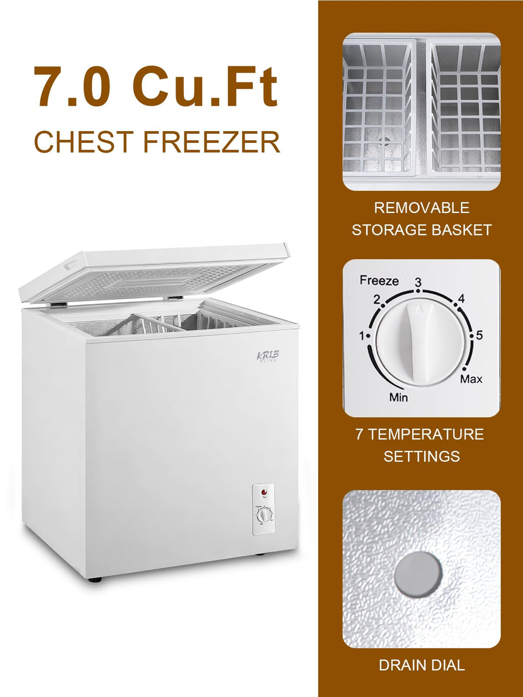 7.0 Cu.Ft White Mini Chest Freezer V61527