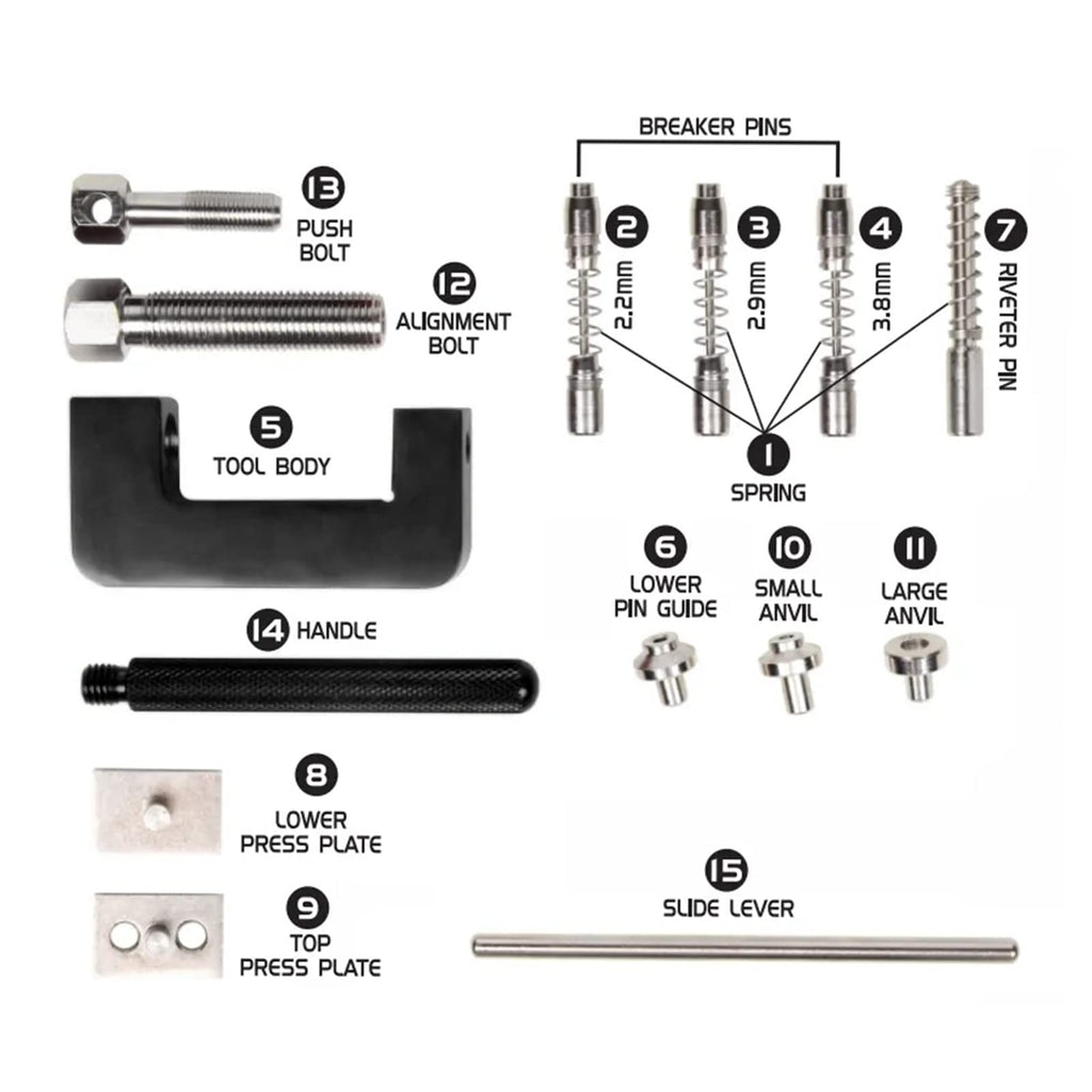 12 Pc Universal Motorcycle Chain Riveting Tool Set with Storage Box B970