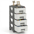 White Grey 4 Drawer Plastic Storage Tower G515004