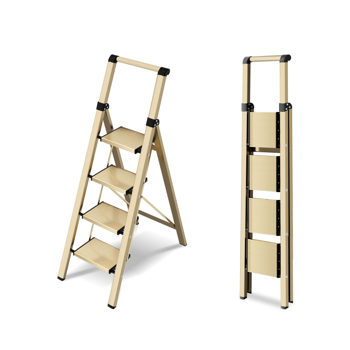 4 Step Lightweight Folding Ladder with Handgrip 330lbs Capacity K8112