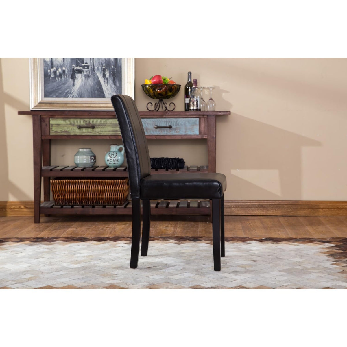 Solid Wood Leatherette Parson Chair Set of 2 G952
