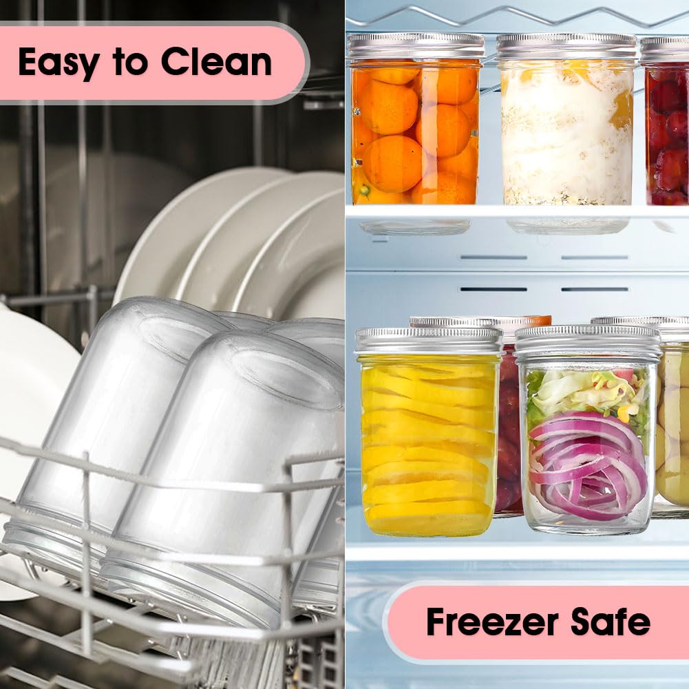 2 Pack 16oz Wide Mouth Airtight Glass Mason Jars J313