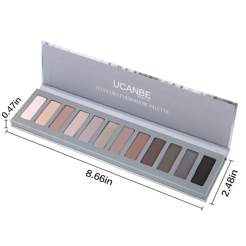 12 Color Neutral Matte Shimmer Eyeshadow Palette with Brush U571