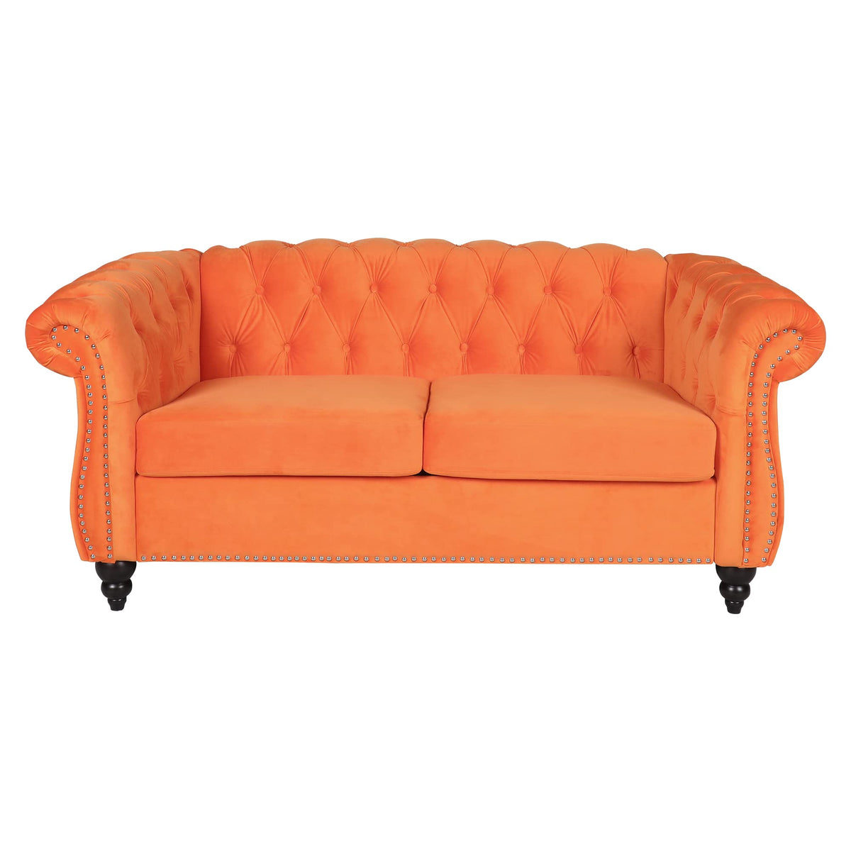 Orange Velvet 2 Seater Sofa U818685