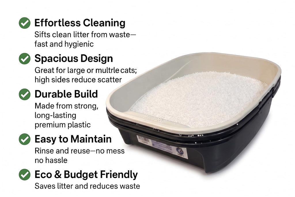 Black Sifting Cat Litter Box W272