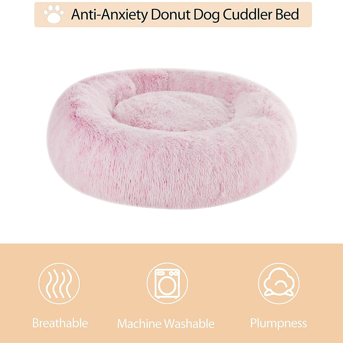 Pink Round Calming Dog Bed L523230