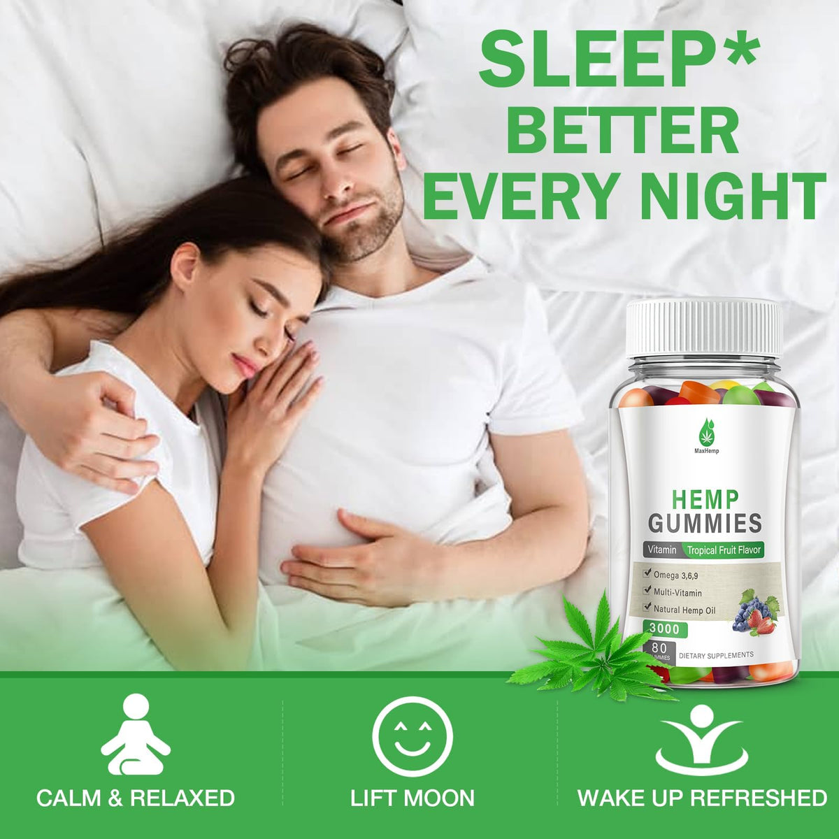 Hemp Gummies 100% Natural Organic Vegan 3 Packs H644