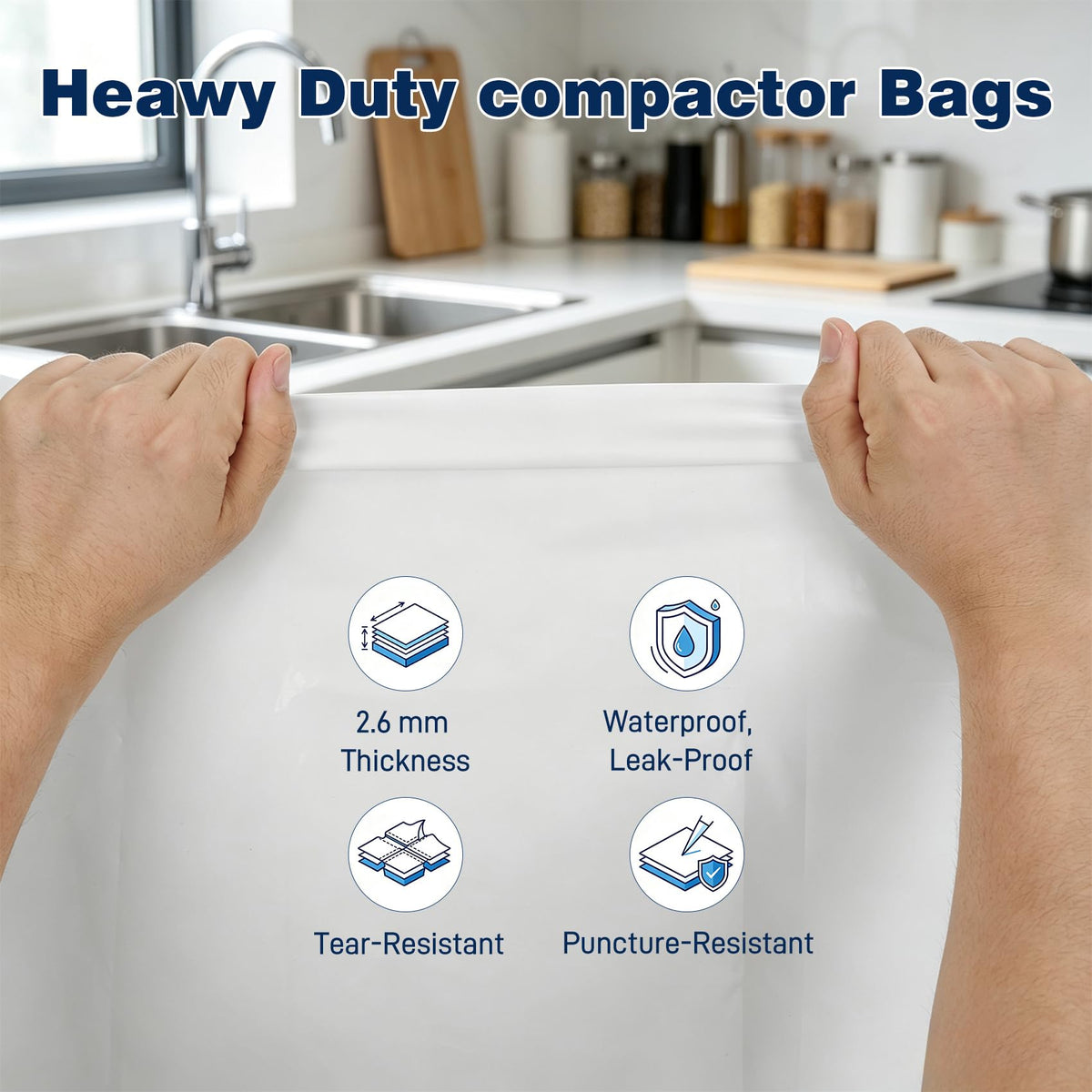 60-pack Trash Compactor Bags with Pre-punched Holes Y414