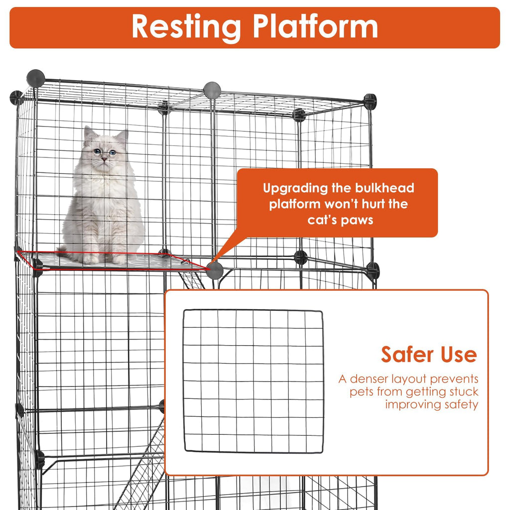 3-Tier Cat Cage with 3 Doors 2 Ramp Ladders B3115