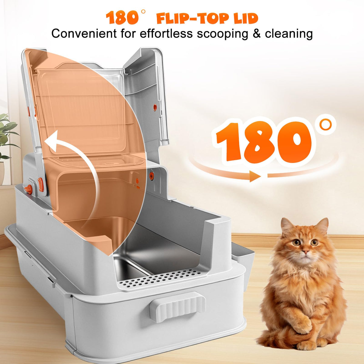 Enclosed Stainless Steel Cat Litter Box with Drawer Y994