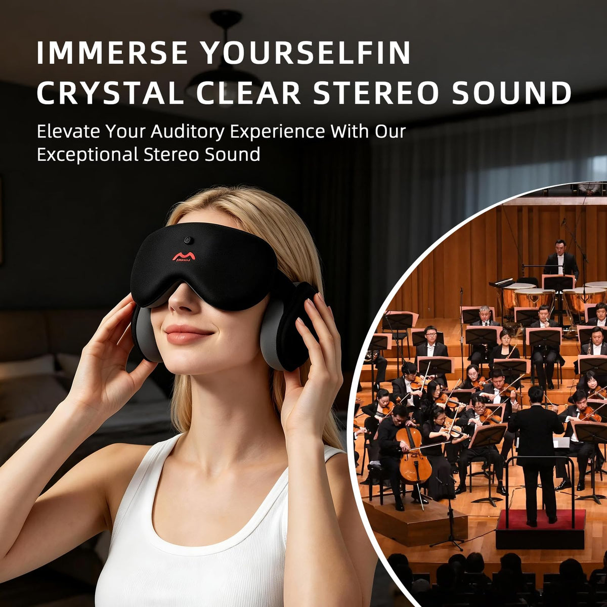 Bluetooth Sleep Mask, White Noise Headphones, 100% Blackout G702308