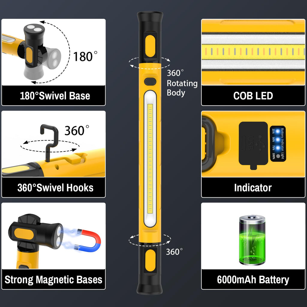 Magnetic Work Light Bar, 6000mAh 3000LM Rechargeable W218