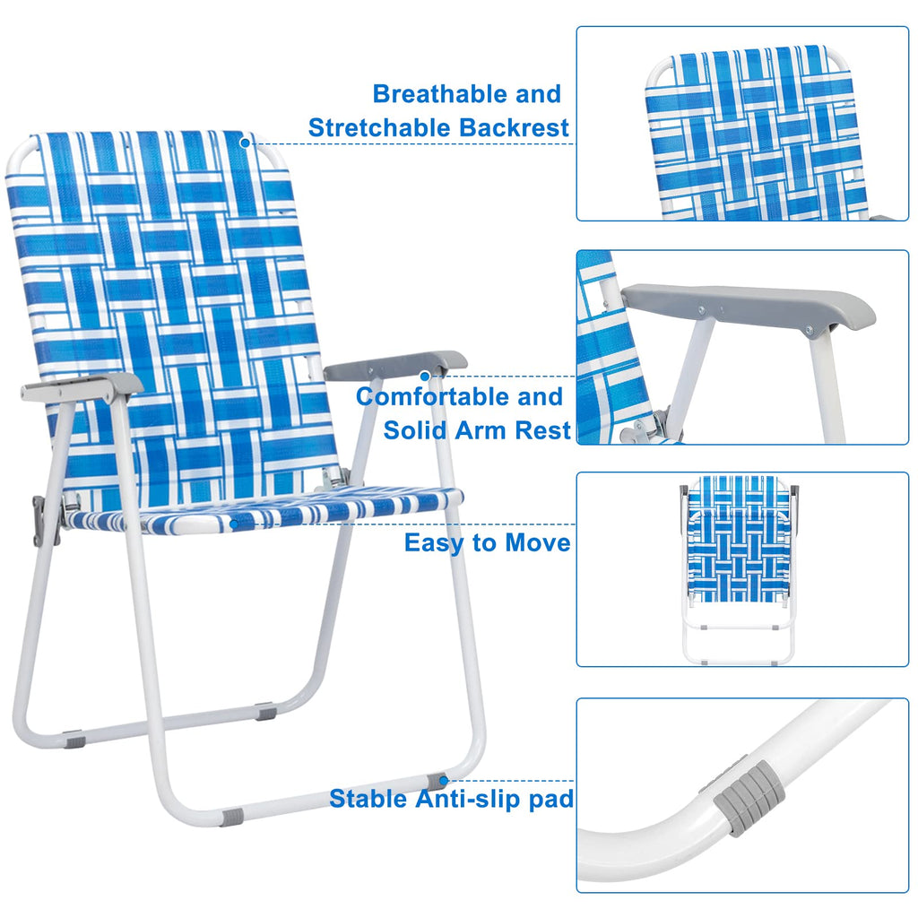 Set of 2 Blue Webbed Folding Camping Chairs D328