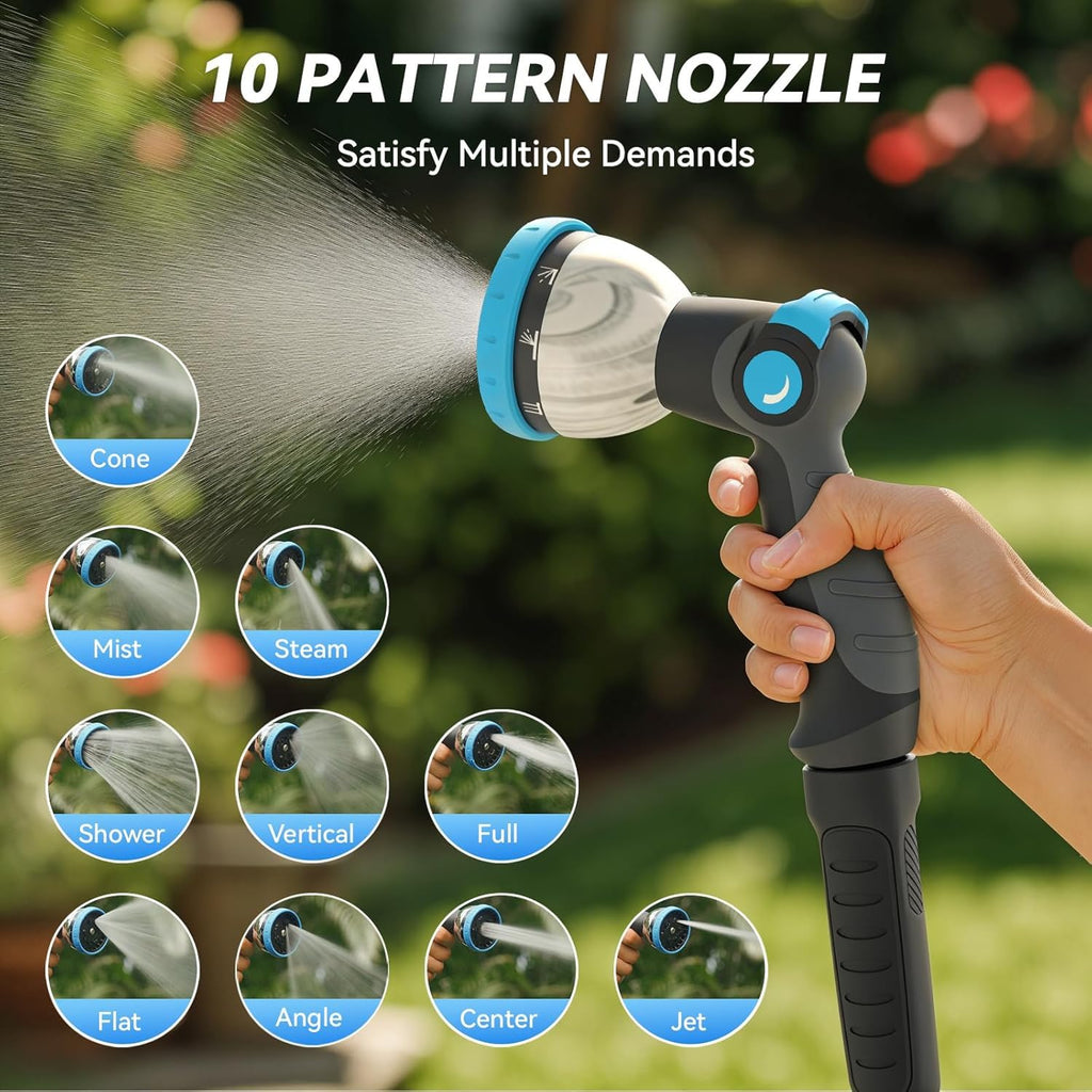 Retractable Garden Hose Reel, 1/2 in x 100 ft Wall Mount Heavy Duty with 10-Pattern Nozzle, Dark Grey Y480598