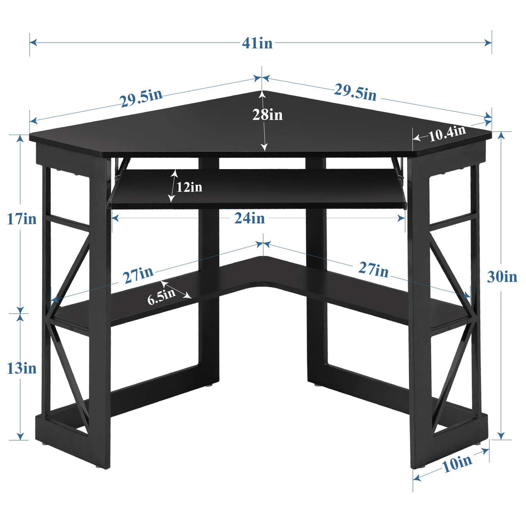 Black Corner Computer Desk with Keyboard Tray V886889