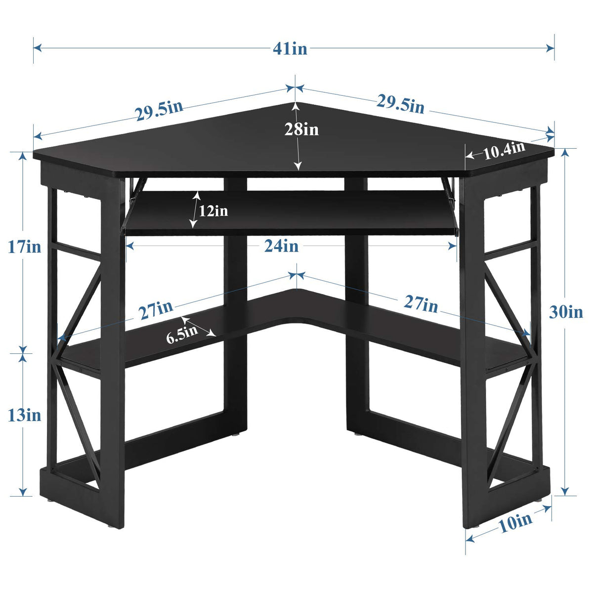 Black Corner Computer Desk with Keyboard Tray V886889